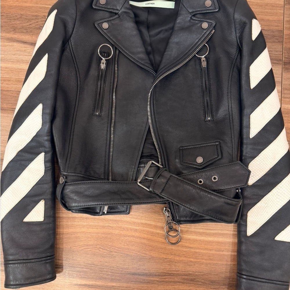 Off-White Black and Cream Leather Jacket